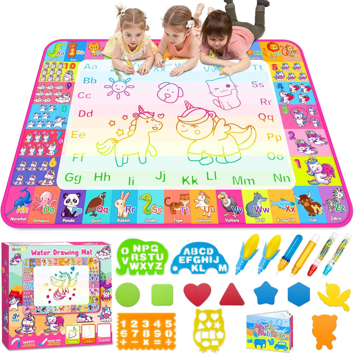 Water Doodle Mat, Kids Drawing Toys for 3 4 5 Year Old Boys Girls Gifts