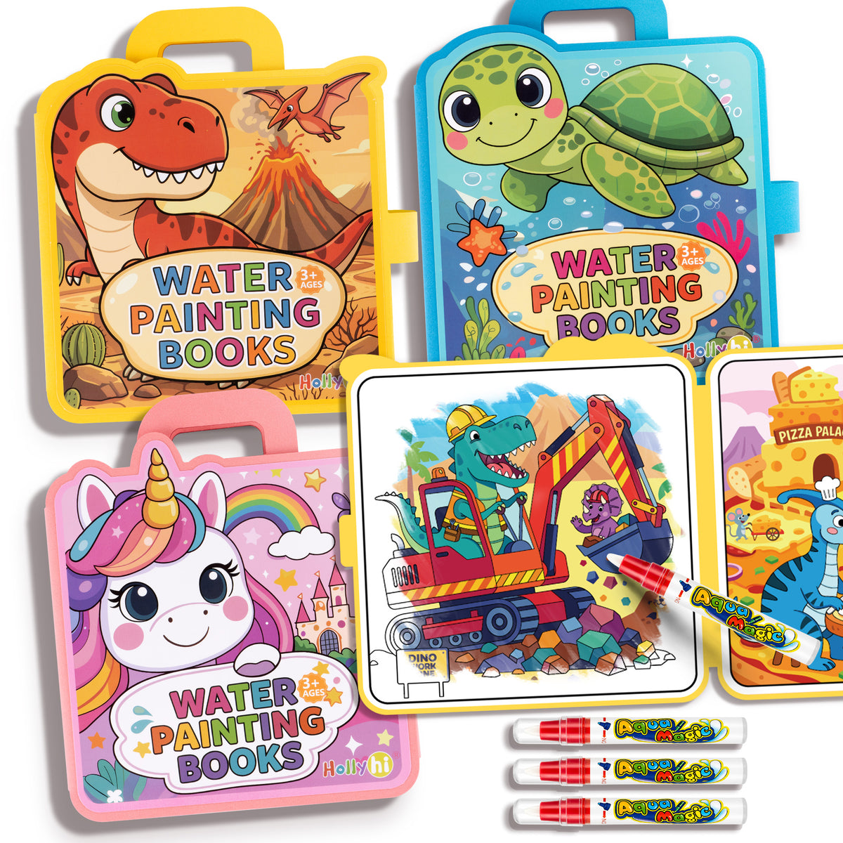 30 Pages Reusable Water Coloring Books, 3 Pack Travel Toy for Kids