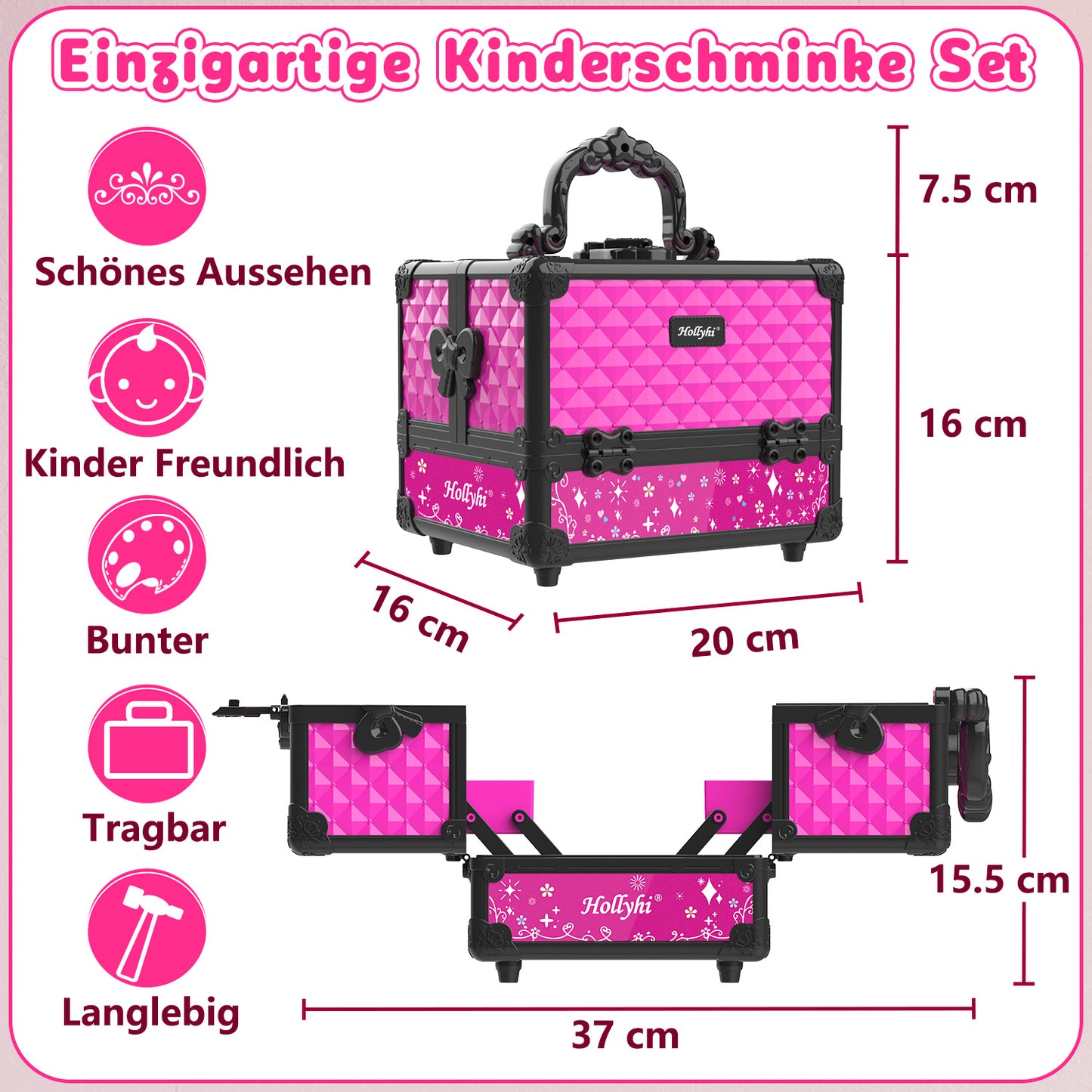 59 Pcs Kids Makeup Toys Kit for Girl, Non-Toxic Real Washable Pretend Set