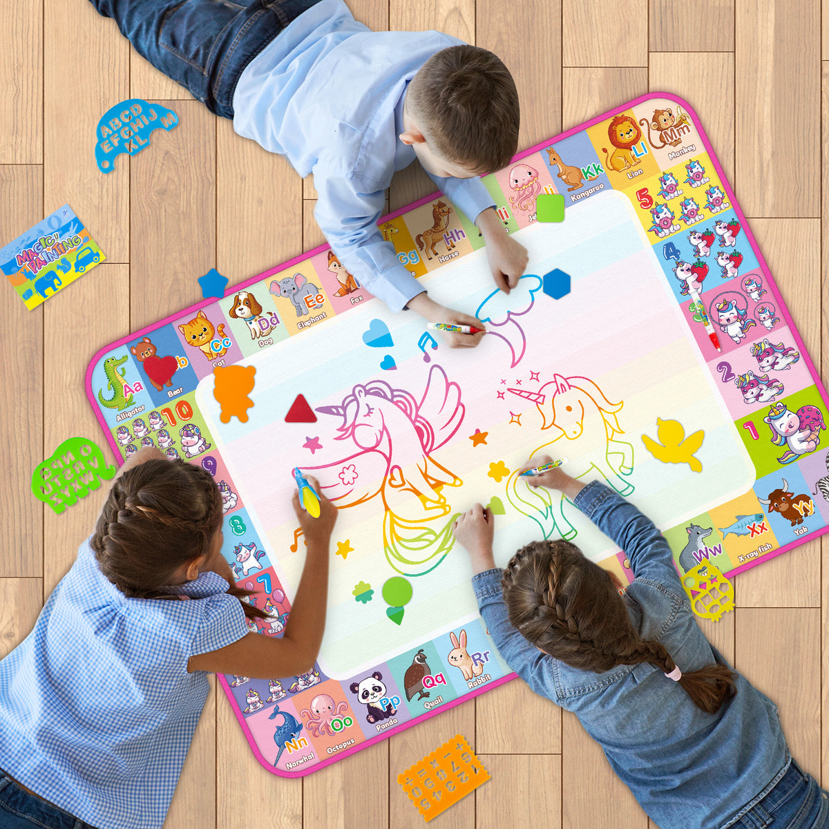 Water Doodle Mat, Kids Drawing Toys for 3 4 5 Year Old Boys Girls Gifts